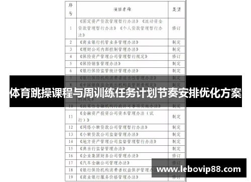 体育跳操课程与周训练任务计划节奏安排优化方案